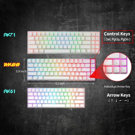 RK ROYAL KLUDGE RK68 (RK855) Wired 65% Mechanical Keyboard, RGB Backlit ...