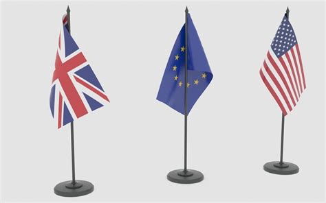 Flags british and american 3D model | CGTrader