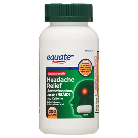 Equate Extra Strength Headache Relief Acetaminophen/Aspirin/Caffeine ...