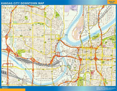 Kansas City downtown map | Wall maps of the world & countries for Australia