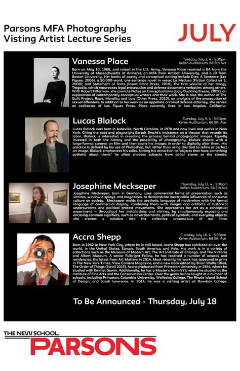 MFA Photography Summer Visiting Artist Lecture Series - MFA Photography