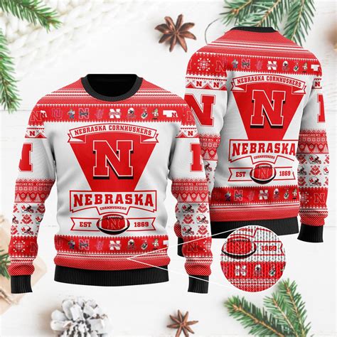 Buy Nebraska Cornhuskers Football Team Logo Personalized Ugly Christmas ...