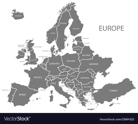 Modern map - europe with countries and labels Vector Image