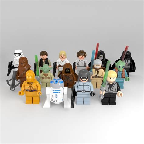 rigged lego star wars 3d model