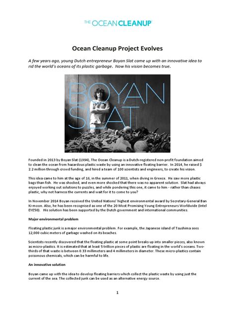 Ocean Cleanup Project Evolves | PDF | Oceanography | Hydrography