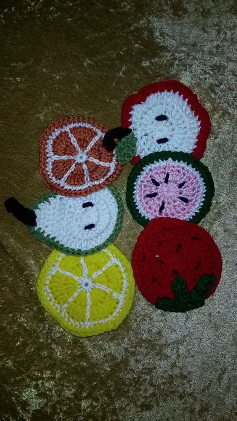 Crochet Fruit Coasters by CassieKustomStitches on Etsy