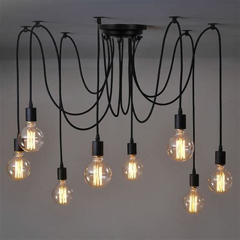Edison Lights 8 Heads Industrial Style Modern Chandeliers – The Black Steel