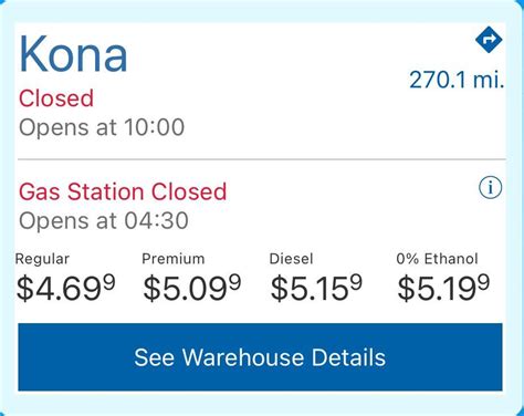 TIL that Kona’s Costco gas station opens at 4:30am and sells 0% ethanol ...