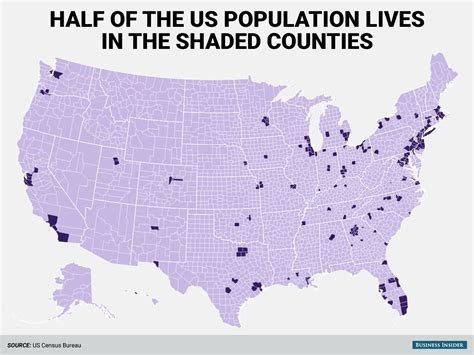 Half the us population lives in the shaded counties. from business ...