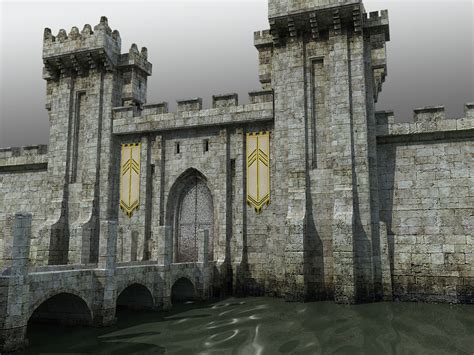 medieval castle gatehouse towers dxf