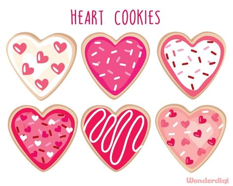 Valentines Day Clipart Heart Cookie Clip Art Heart Shaped - Etsy