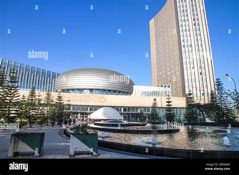 Partial view of the African Union headquarters during the opening of ...