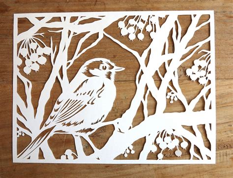 Original handmade papercut of Bird in winter by WhisperingPaper | Paper ...