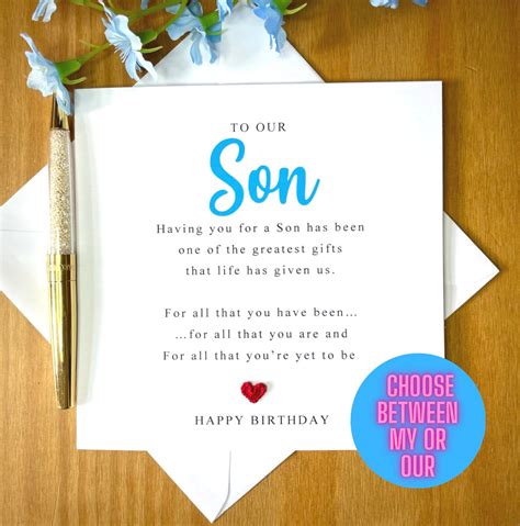 Son Birthday Card Son Poem Adult Son Birthday Card Birthday - Etsy