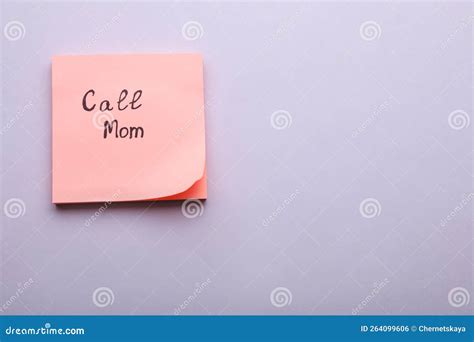 Paper Note with Phrase Call Mom on Light Grey Background, Top View ...