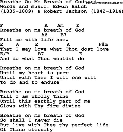 Top 500 Hymn: Breathe On Me Breath Of God - lyrics, chords and PDF