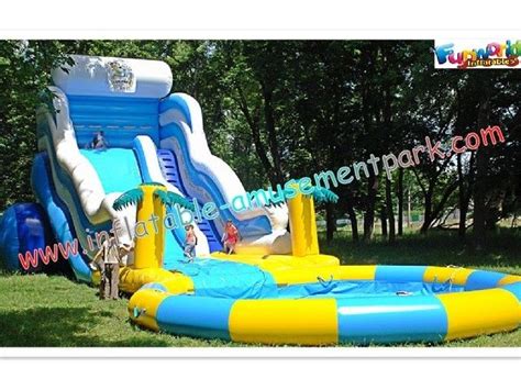 Huge Rent Commercial Inflatable Slide, Blue Sport Water Slide Pool For Adults of Commercial ...