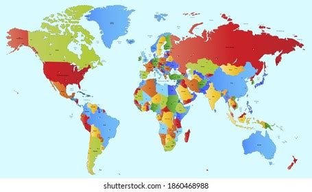Colored World Map Political Maps Colourful Stock Illustration 1547852771 | Shutterstock