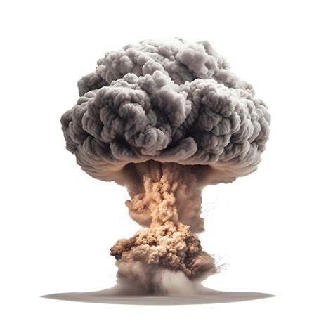 nuclear atomic explosions mushroom cloud isolated on transparent ...