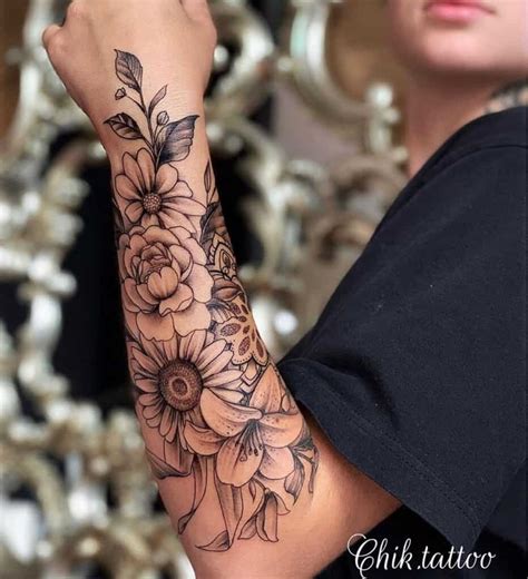 Simple Flower Forearm Tattoos