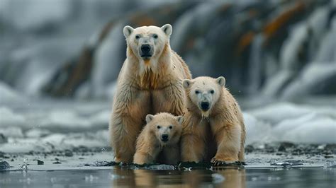 Premium Photo | Polar bear family survives melting ice through global warming and conservation ...