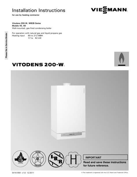 VITODENS 200-W Installation Instructions - Viessmann