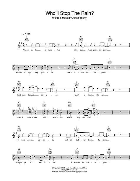 Creedence Clearwater Revival "Who'll Stop The Rain" Sheet Music Notes | Download Printable PDF ...