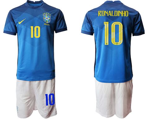 2020 21 Brazil 10 RONALDINHO Away Soccer Jersey