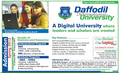 Asia News: Daffodil International University Business Admission 2013