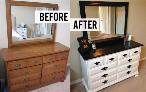 Furniture, Before And After DIY Bedroom Dresser Makeover With 10 Drawer ...