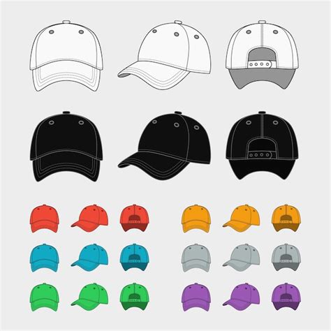 Free Vector | Baseball cap vector template set. uniform fashion, blank ...