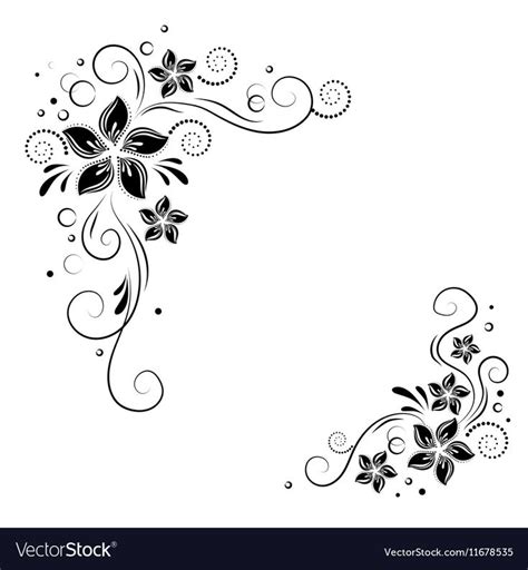 Ornamental black flowers | Flower drawing, Floral design drawing, Flower drawing design