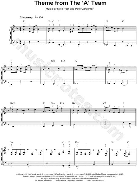 "Theme from The A-Team" from 'The A-Team' Sheet Music (Easy Piano ...