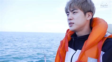 191007 VLOG：Fishing Bts Members, I Love Him, Vlogging, Jin, Raincoat, Fishing, Rain Jacket, Love Him