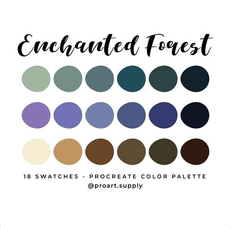 ENCHANTED FOREST PROCREATE Color Palette Hex Codes for iPad Digital ...