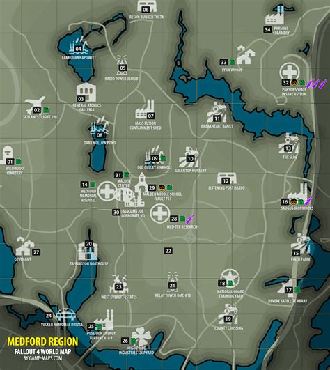 Medford Region Map Fallout 4 | Fallout, Fallout 4 locations, Fallout 4 map