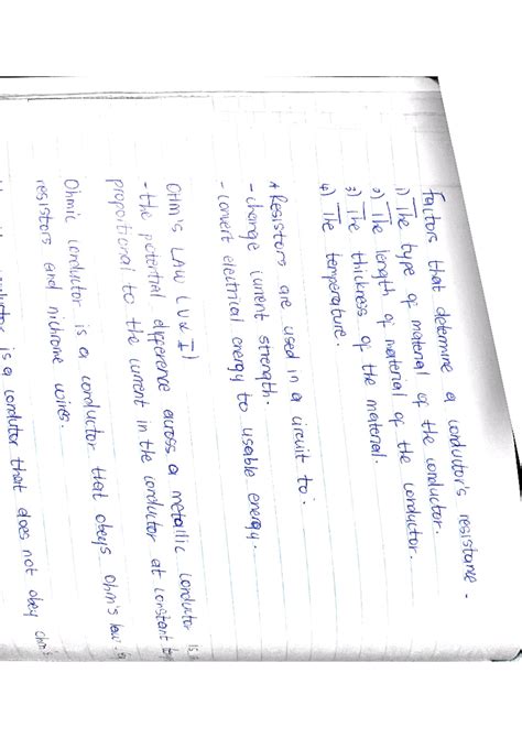 Definition of ohms law and ohmic conductor and facts that determine a conductors resistance ...