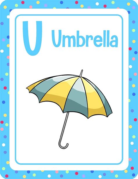 Alphabet flashcard with letter U for Umbrella 3188714 Vector Art at ...