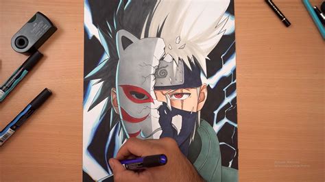 drawing Kakashi Hatake With His Anbu Mask (coloring) - YouTube