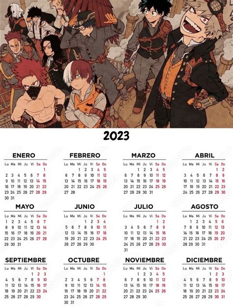 Calendario 2023 con temática de Boku no hero academia Friend Anime, Anime Dad, Otaku Anime ...