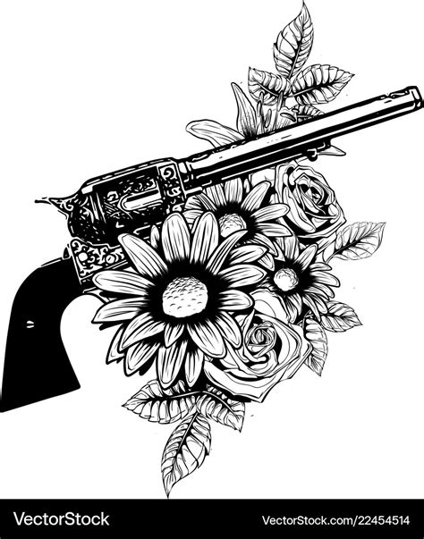 Guns on flower and Royalty Free Vector Image - VectorStock