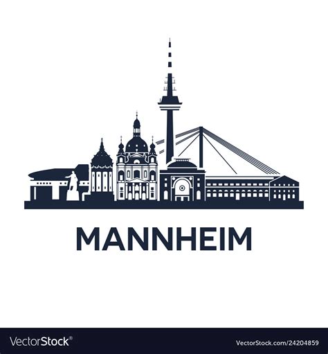 Skyline emblem of mannheim city Royalty Free Vector Image