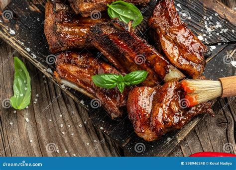 Grilled and Smoked Ribs with Sauce. Healthy Dinner or Lunch Stock Photo - Image of steak, cooked ...