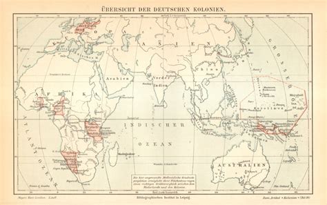 1895 Original Antique Map of German Colonies Worldwide | Etsy