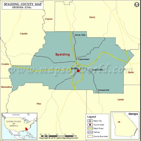 Spalding County Map, Map of Spalding County Georgia in 2022 | County map, County, County seat