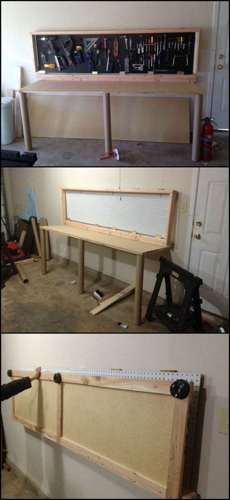 A DIY Wall-Mounted Folding Workbench For A Great DIYer | Folding workbench, Workbench plans diy ...