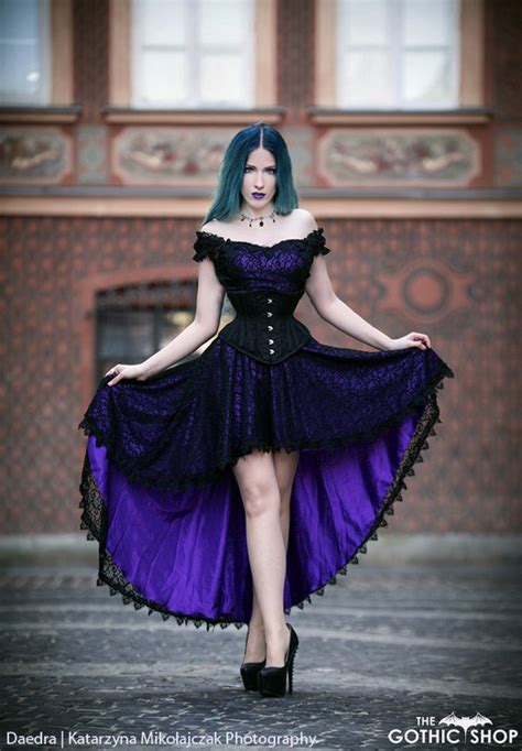 Maria Black/Purple High Low Gothic Dress by Sinister - Gothic Prom Dresses