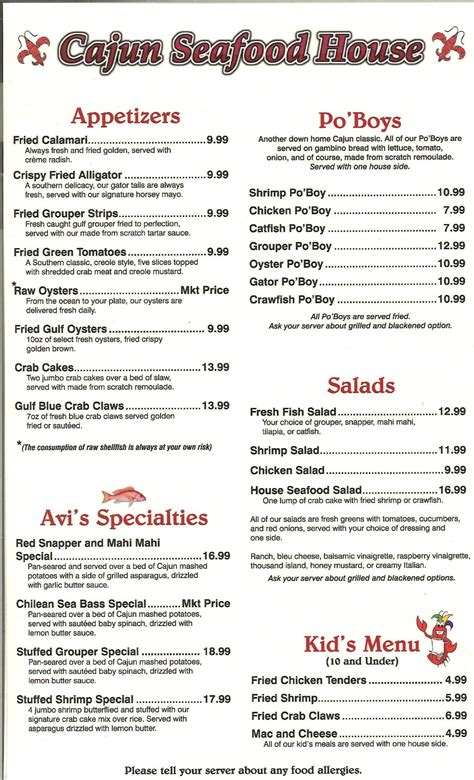 Cajun Seafood House Menu, Menu for Cajun Seafood House, Vestavia/Cahaba ...