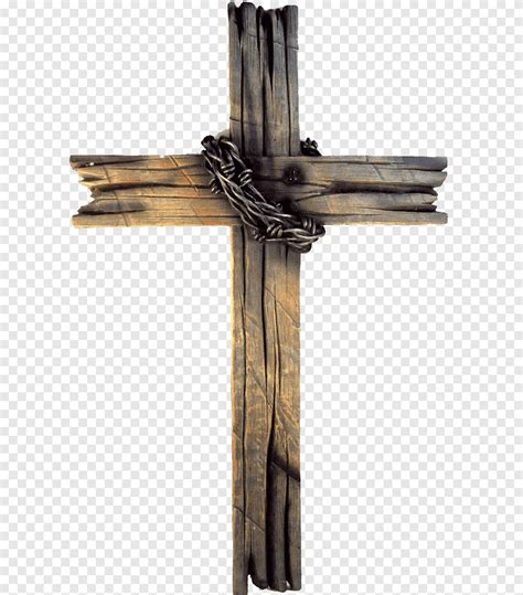 Brown wooden cross with gray chain illustration, The Old Rugged Cross Wood Christian cross ...