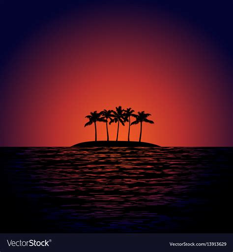 Tropical island at sunset Royalty Free Vector Image